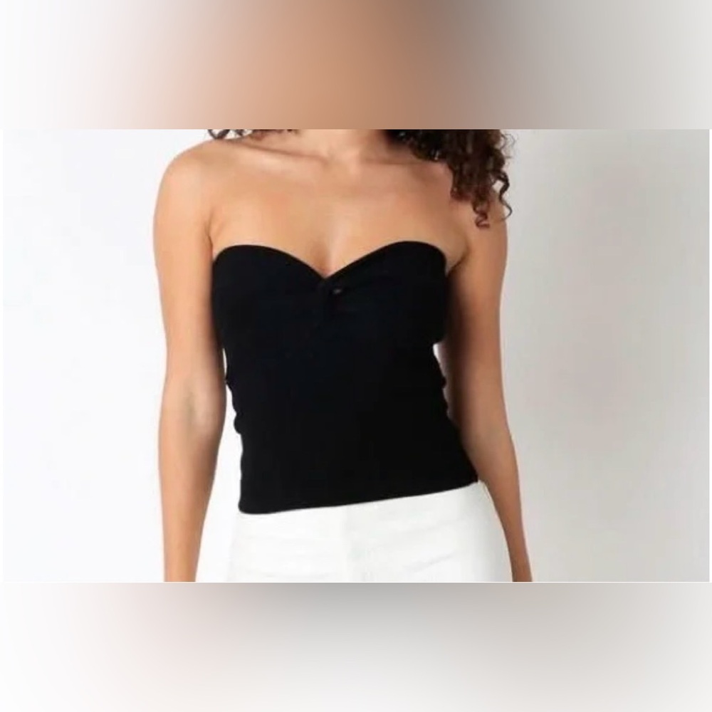 Free people black twist front strapless top. NWT